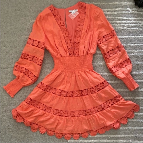 Dresses & Skirts - ✨Coral Boho Chic Mini Dress - Size L (NWT) ✨
